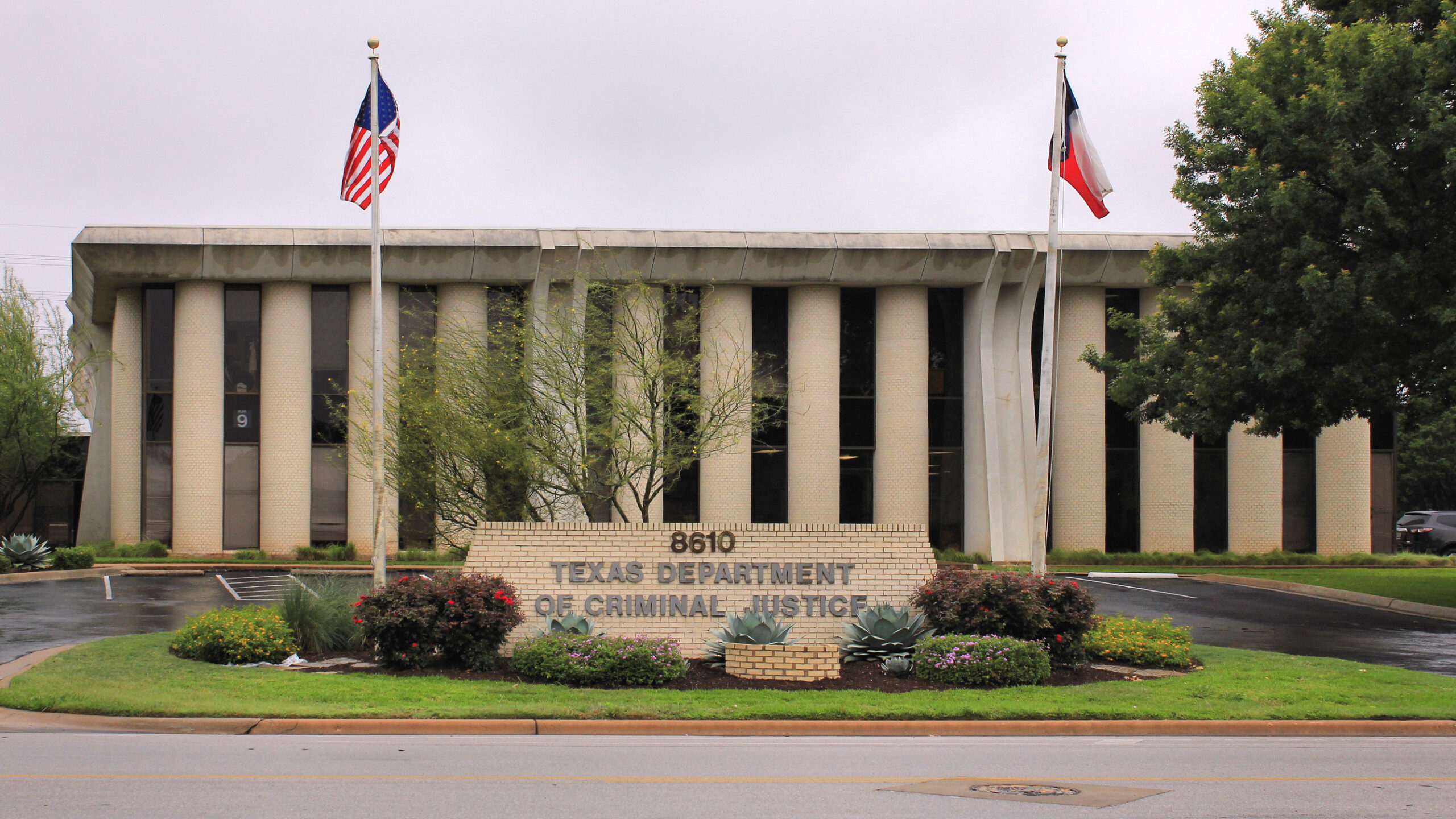 front of Texas Department of Criminal Justice in Austin